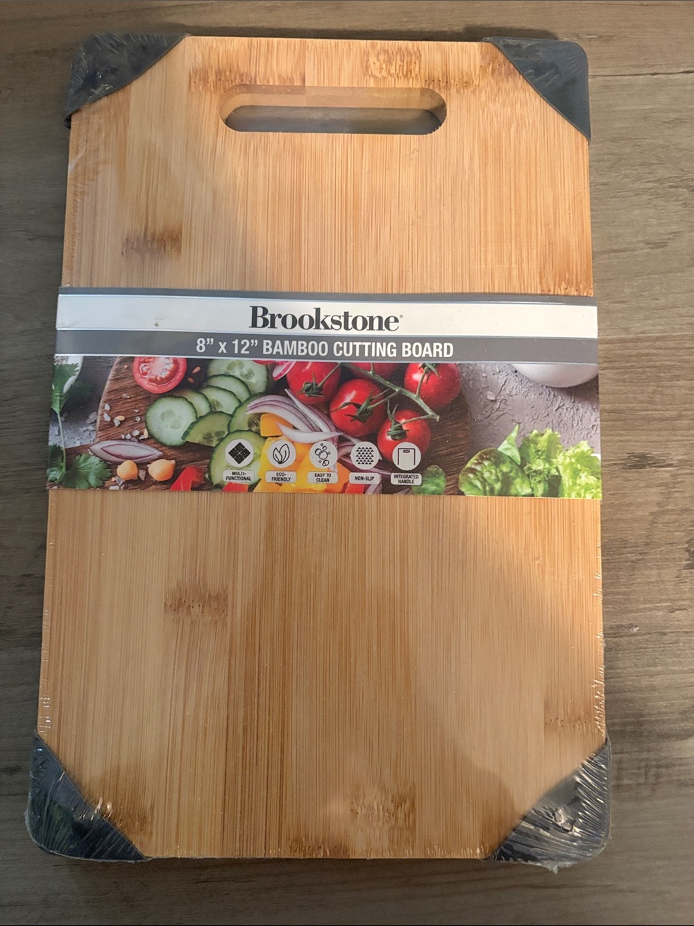 Brookstone Bamboo Cutting Board with Black Corner Guards